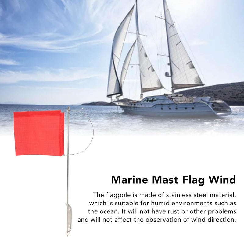 Ejoyous Wind Direction Indicator Flag, Marine Wind Indicator Flag with Stainless Steel Mast Eye Catching Red Boat Flag for Sailboat Yacht Dinghy (140x120mm / 5.51x4.72 in) - Image 4